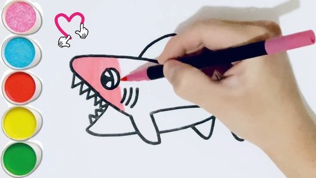 How to draw Cute shark ?? // easy drawing for kids and toddlers смотреть онлайн