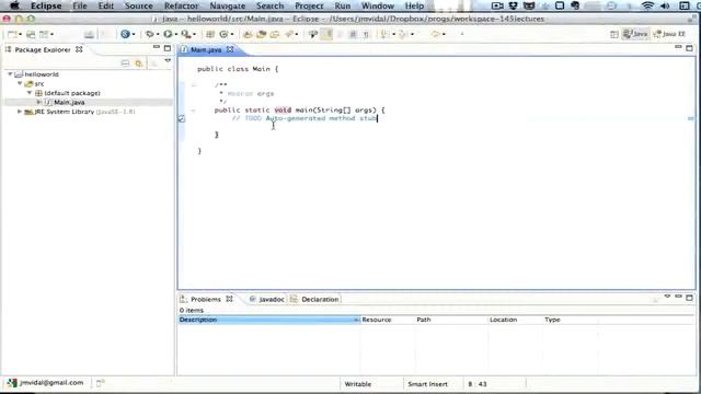 Hello World in eclipse java смотреть онлайн
