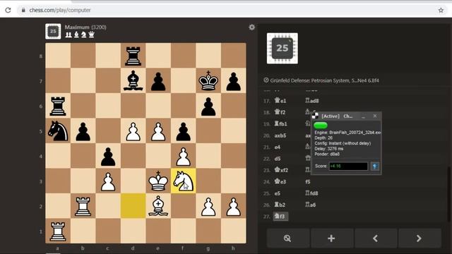 WIN versus LEVEL 25 (Maximum) chess.com bot смотреть онлайн