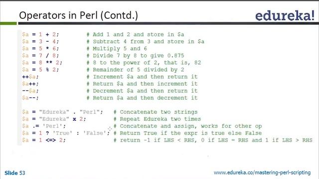 Operators in PERL | Learn PERL | PERL Tutorial for Beginners | Edureka смотреть онлайн