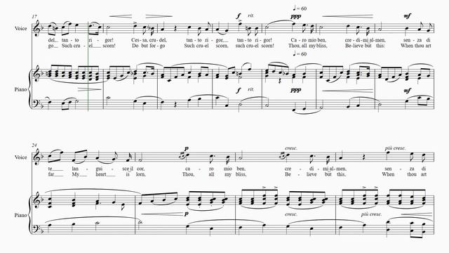 Giordani “Caro mio ben“ Higher key (F major) Score animation [Piano only] смотреть онлайн