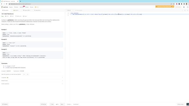 125. Valid Palindrome - Python - One Line смотреть онлайн