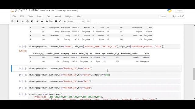 Types of Joins in PYTHON |Concatenation and Merge Functions | ML PART-4 смотреть онлайн