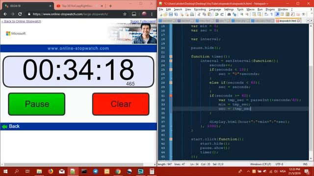 How much time to make a stopwatch in html , javascript ? смотреть онлайн