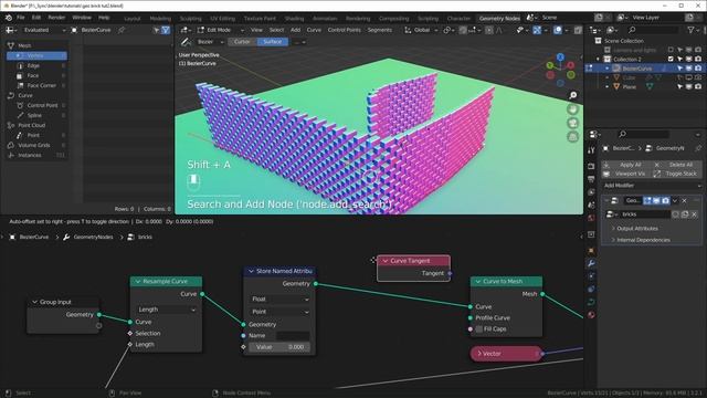 Brick walls from a single curve! Geometry Nodes Blender смотреть онлайн
