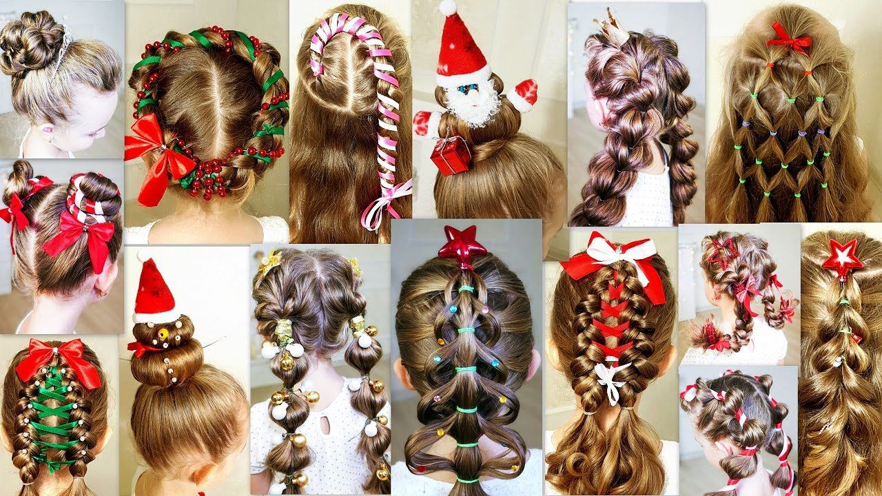 15 Christmas hairstyles! A collection of bright and easy hairstyles for the Christmas mood! смотреть онлайн