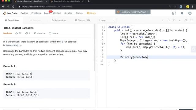 LeetCode 1054. Distant Barcodes Explanation and Solution смотреть онлайн