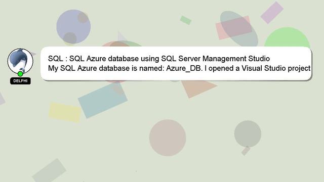 SQL : SQL Azure database using SQL Server Management Studio смотреть онлайн