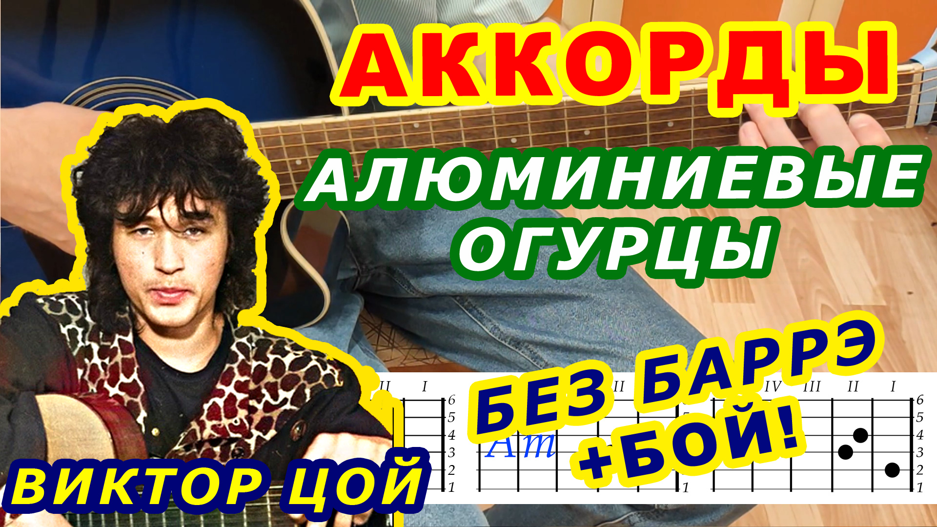 АЛЮМИНИЕВЫЕ ОГУРЦЫ Аккорды ? ВИКТОР ЦОЙ Группа КИНО ♪ Разбор песни на гитаре ♫ Гитарный Бой