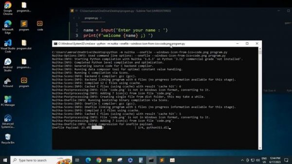 convert python file to exe and add  icon to it using Nuitka