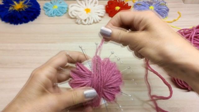 ЦВЕТОК ДЛЯ ДЕКОРА ИЗ НИТОК(остатков пряжи).Amazing Flower Crafts Ideas with Woolen yarn.