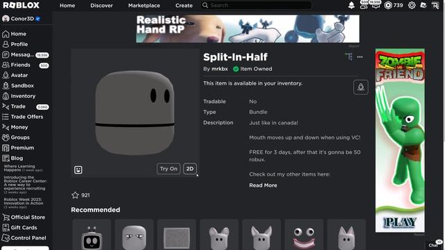 [FREE ITEM/3 DAYS ONLY] How to get the SPLIT-IN-HALF DYNAMIC HEAD | Roblox смотреть онлайн