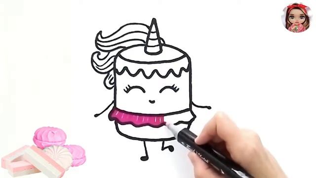 Как нарисовать милую МАРШМЕЛЛОУ. Раскраска Зефирка. смотреть онлайн