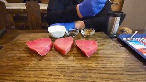 Как приготовить стейк тунца ! Рецепт приготовления стейка тунца !