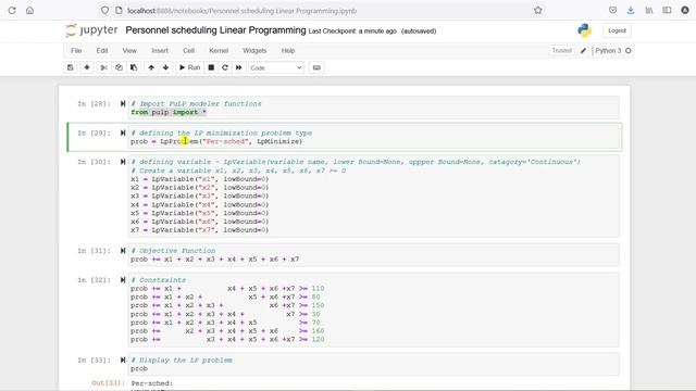 Personnel Scheduling using Python Pulp | Linear Programming | Operations Research смотреть онлайн