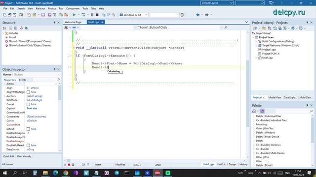 FontDialog C++. Embarcadero.