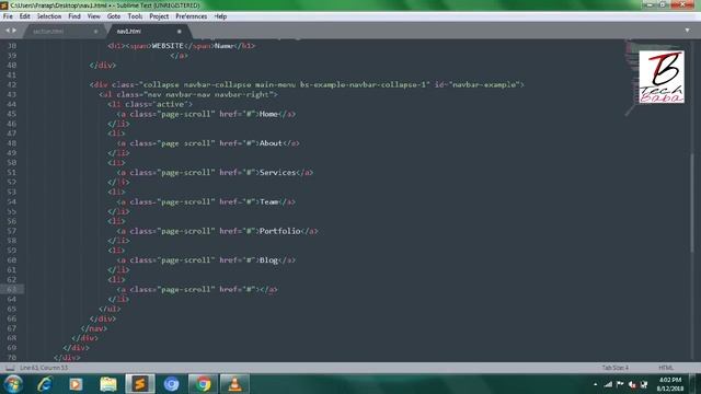 Navigation bar in bootstrap