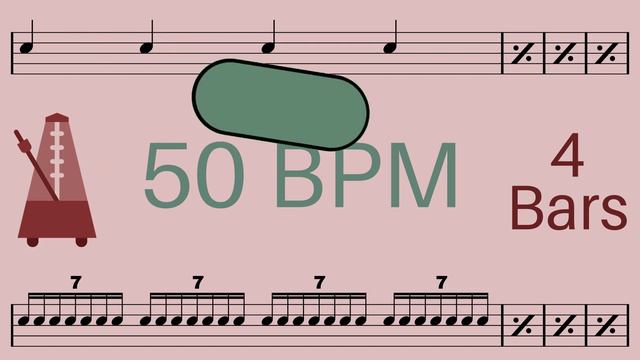 Metronome Click Track - 4 Bars Quarter to Septuplet Notes 50 bpm - Smartronome смотреть онлайн