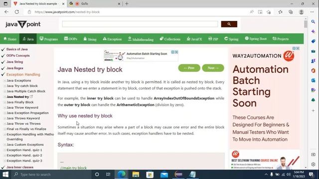 Day80 Java Exceptions Part-II || Multiple Catch Block || Nested Try Block || Finally Block смотреть онлайн