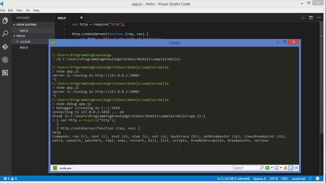 Node.js Tutorial for Beginners 5 - Node.js debugger смотреть онлайн