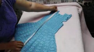 Незабудка для Кристины  ///Платье спицами для девочки 5-6 лет.///