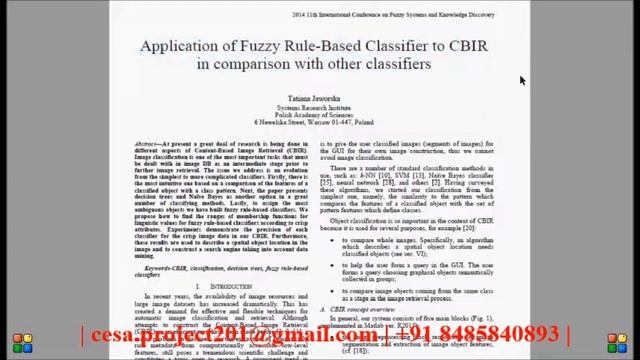 Application of Fuzzy Rule Based Classifier to CBIR in comparison with other classifiers смотреть онлайн