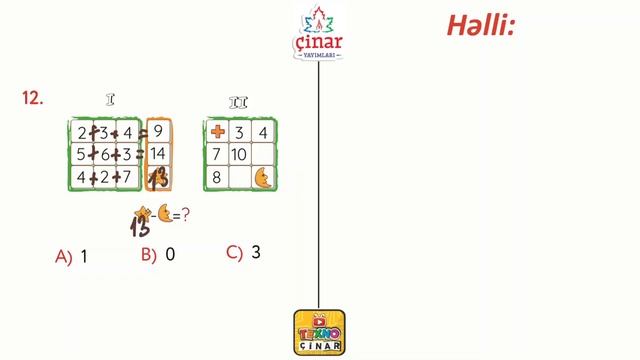 2 ci-sinif/Beyin Gimnastikası Rəqəmli Məntiq/Test 5/Sual 12 смотреть онлайн