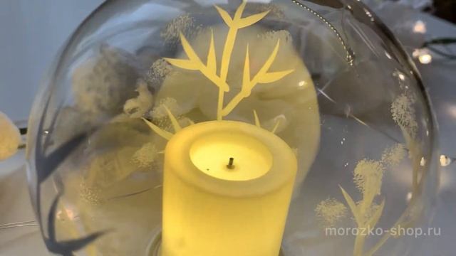 Светящийся ёлочный шар ЗИМНИЕ ДЕРЕВЦА, стекло, тёплый белый LED-огонь, 10 см, GF-16755 смотреть онлайн