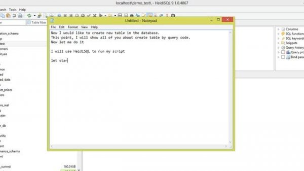 Create Table of MySQL Database by HeidiSQL