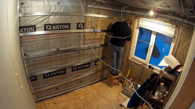 Монтаж гипсокартона в каркасном доме 6х6. Спальня. Часть 3