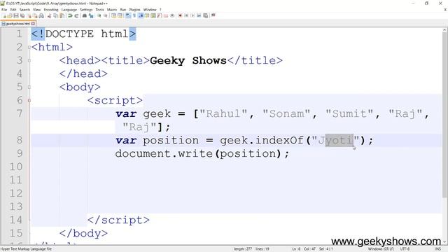 indexOf Method in JavaScript (Hindi) смотреть онлайн