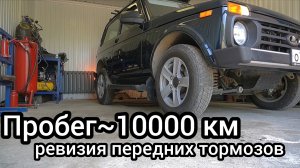 Ревизия передних тормозов. Пробег на Ниве около 10000 км, состояние колодок заставляет задуматься