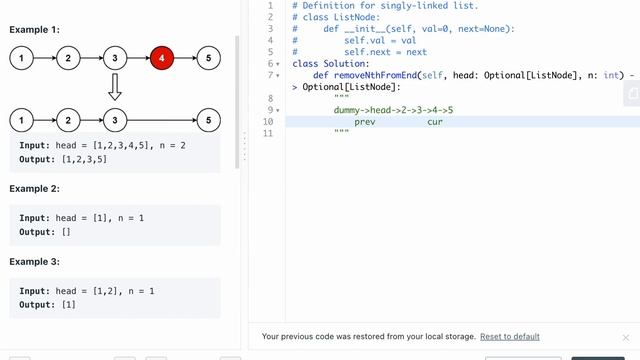 LEETCODE 19 REMOVE NTH NODE FROM END OF LIST PYTHON смотреть онлайн