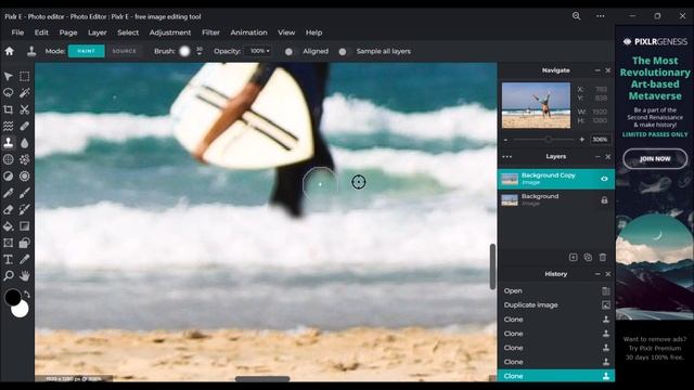 Remove objects with the Clone Stamp tool - Pixlr Editor Tutorial смотреть онлайн