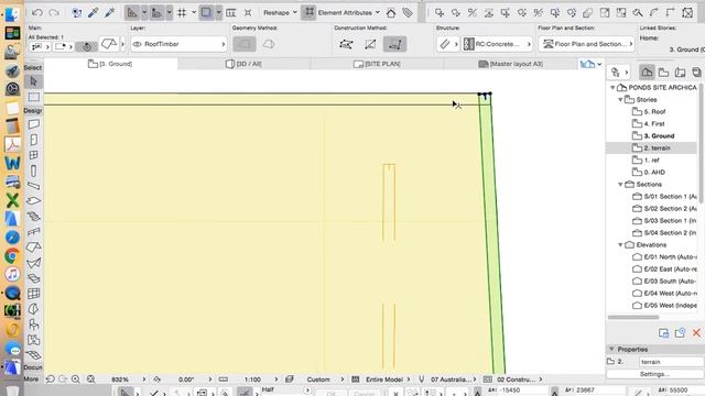 ArchiCAD 21 House Project - Part 07 Boundary Marker Wall (roof)