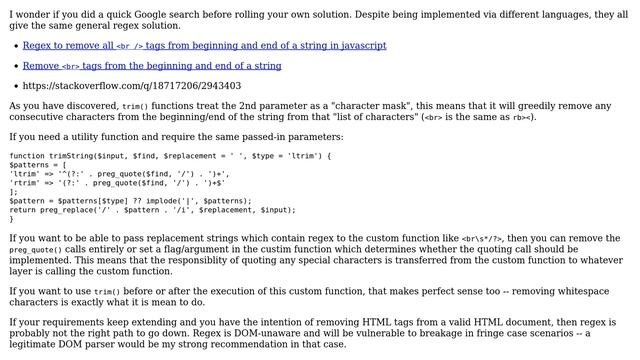 Code Review: PHP : Custom trim function instead existing ltrim() or rtrim() (3 Solutions!!) смотреть онлайн