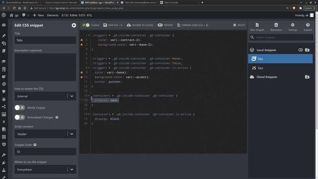 Create customizible, performance focused and keyboard Accessible Tabs section with GenerateBlocks. смотреть онлайн