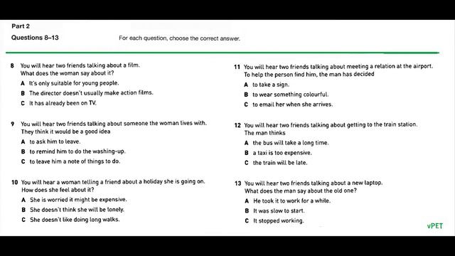 B1 Preliminary (PET) Listening Test 3 with answers (new format) смотреть онлайн