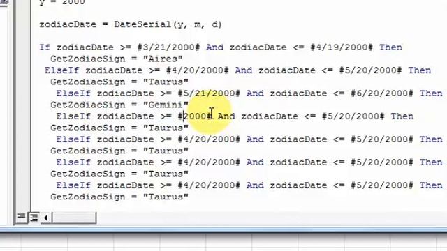 VBA function to return Zodiac Sign смотреть онлайн
