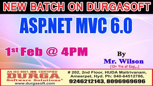 New Batch On ASP.NET MVC 6.0 by Mr. Wilson Demo On 1st Feb @4PM At Maitrivanam(HYD) - Offline Batch смотреть онлайн
