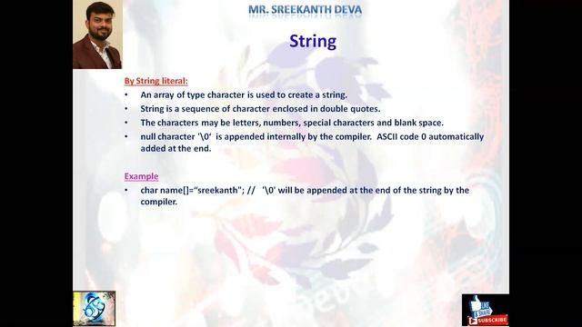 Strings | char array | string literal | c-93 | SreekanthDeva. смотреть онлайн