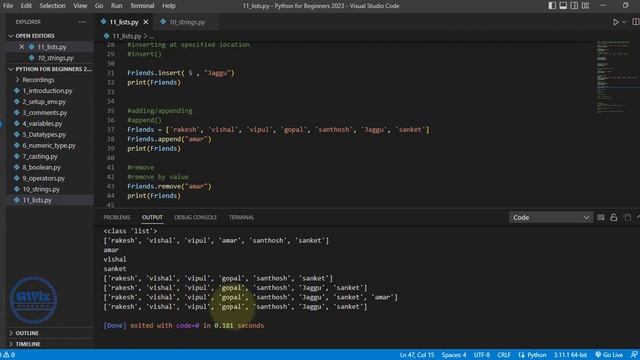 Ch11. Python Lists and Manipulating Lists | By GWiz Academy | Certificate Included смотреть онлайн