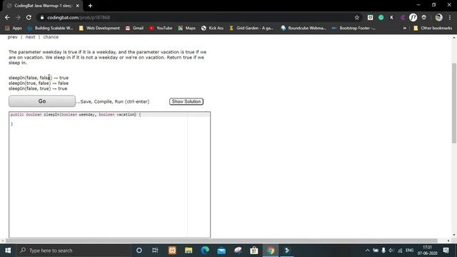 Sleep In || JAVA Exercise || CodingBat.com смотреть онлайн
