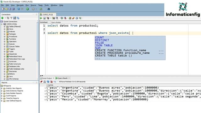 Curso de Oracle PLSQL en español desde cero | JSON JSON_EXIST (video 66) смотреть онлайн