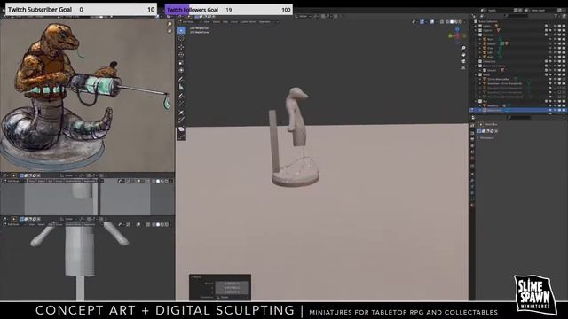 Sketch n Sculpt Miniatures - Snakekin Artificer - Photoshop, Blender and ZBRUSH смотреть онлайн