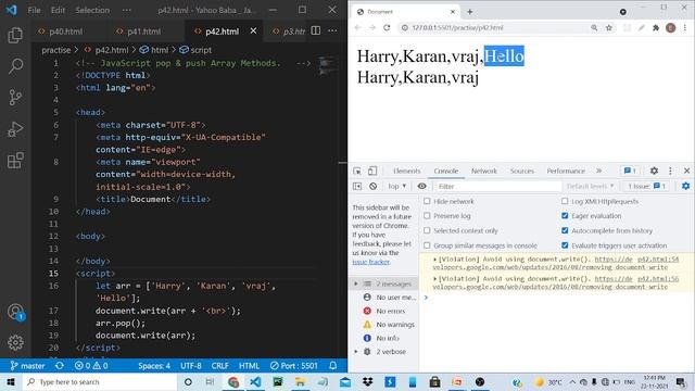 JavaScript Array Pop & Push Array Elements #akshdesai смотреть онлайн