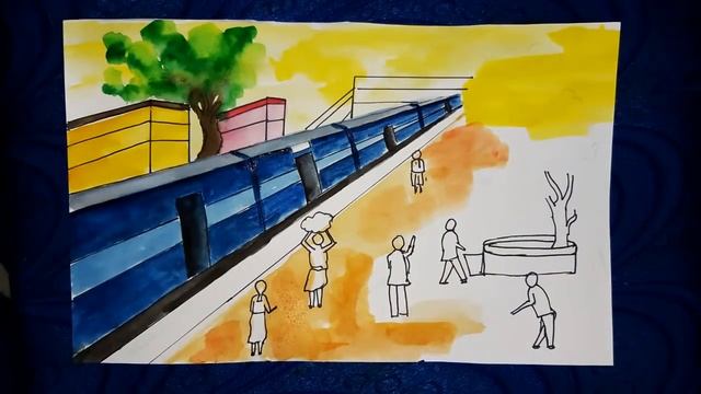 SWACHH BHARAT ABHIYAN Drawing/ Railway station drawing/ CLEAN INDIA MISSION drawing. смотреть онлайн