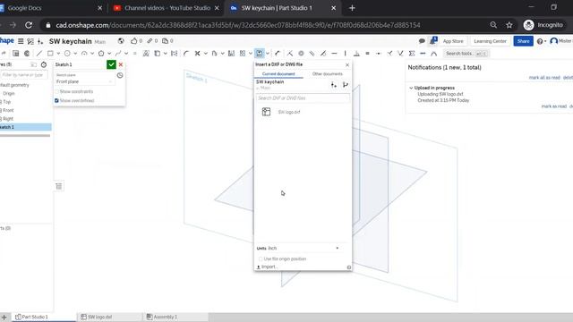 Onshape import DXF and extrude смотреть онлайн