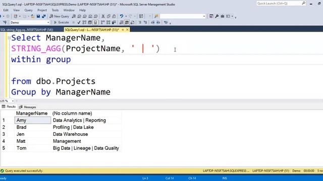 SQL Query - Convert data from rows into single concatenated and delimited string | STRING_AGG смотреть онлайн
