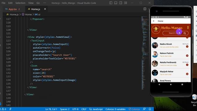 React-Native Chat Application ( Hello-Mango ) | Home Page | #kusal_gunawardana смотреть онлайн